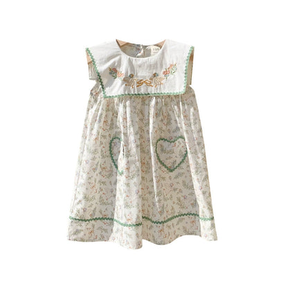 Children's Dress with Little Flowers and Ruffles