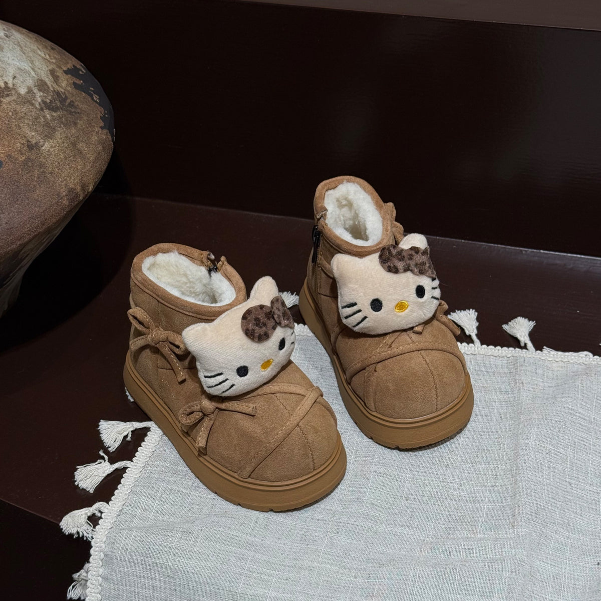 Hello Kitty Slippers For Women Plush Kawaii Cute Sanrio Home Warm Cotton Slippers