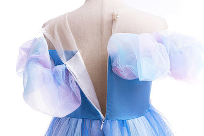 Blue Party Dress with Butterflies and Glitter