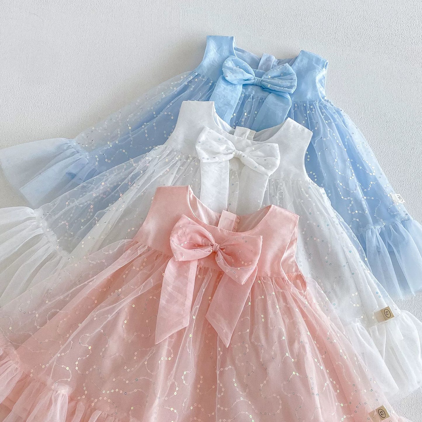 Children's Dress in Sparkly Tulle with Bow