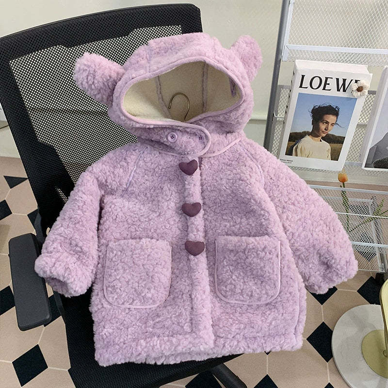 Girls' Jacket with Heart Buttons