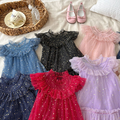 Girls' Tulle Dress with Small Stars