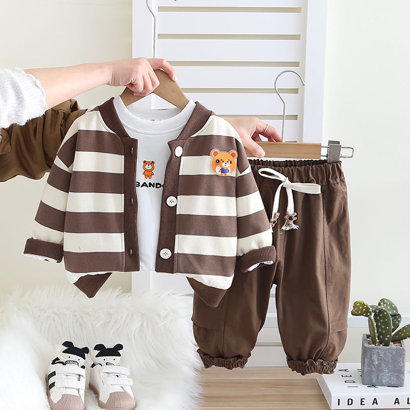 Conjunto de invierno de 3 piezas para niño, osito de peluche