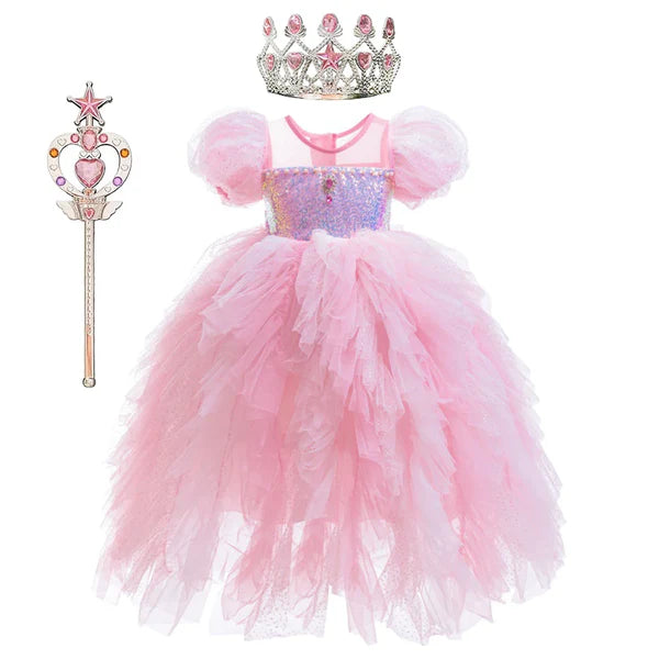 Pink Party Dress with Glitter and Tulle