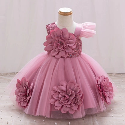 Elegant Girl Princess Dress Small Flying Sleeves
