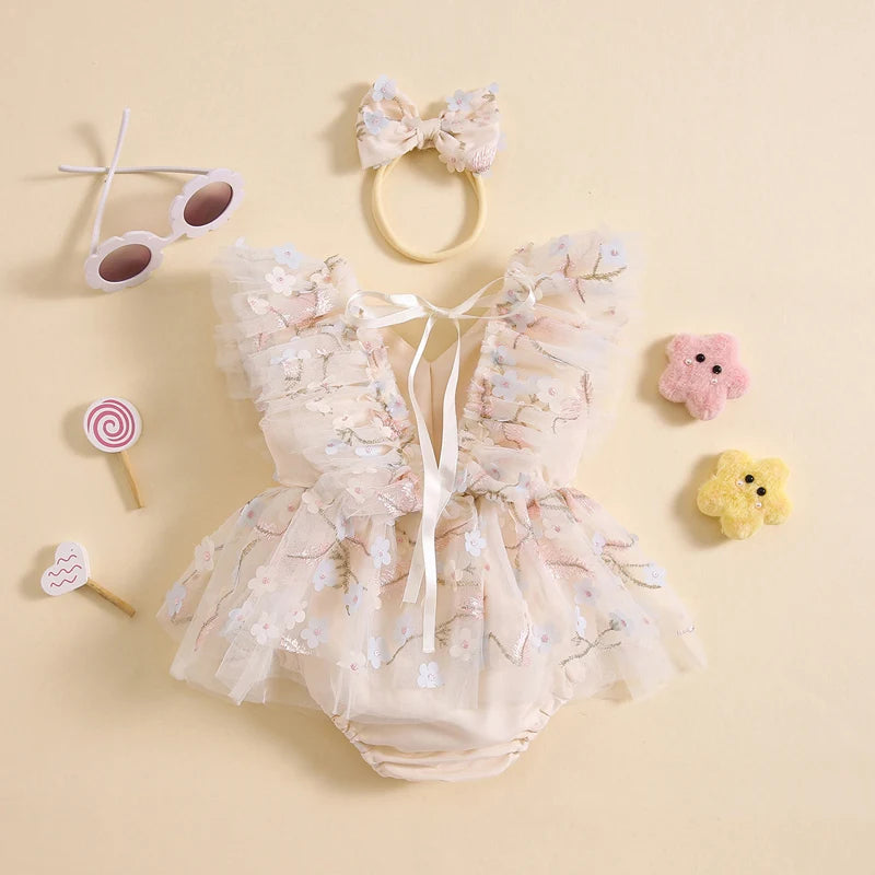 Body infantil con bordado floral 