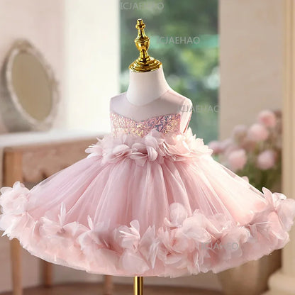Children Birthday Wedding Flower Girl Tutu Costume Piano Performance Host Princess Gown