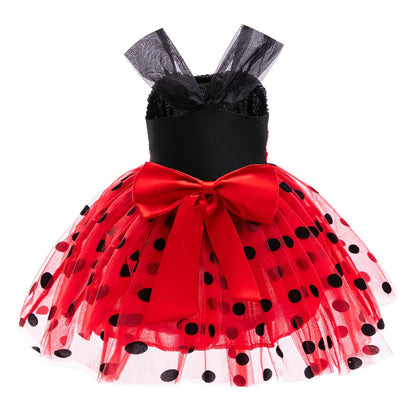 Girl Polka Dot Princess Dress Ladybug Dress