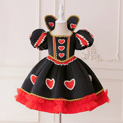 Halloween Red Queen Costume Girls White Carnival Dress