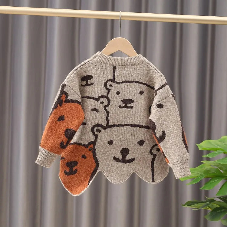 Blusa infantil de punto grueso con ositos de peluche 