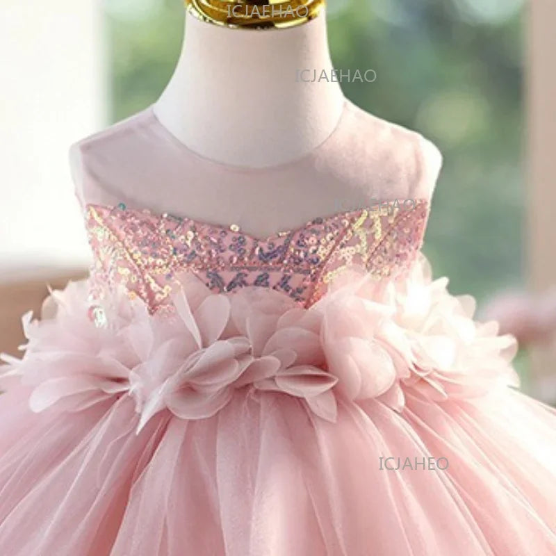Children Birthday Wedding Flower Girl Tutu Costume Piano Performance Host Princess Gown