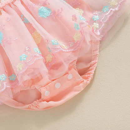 Body Infantil Bordado Florzinhas 