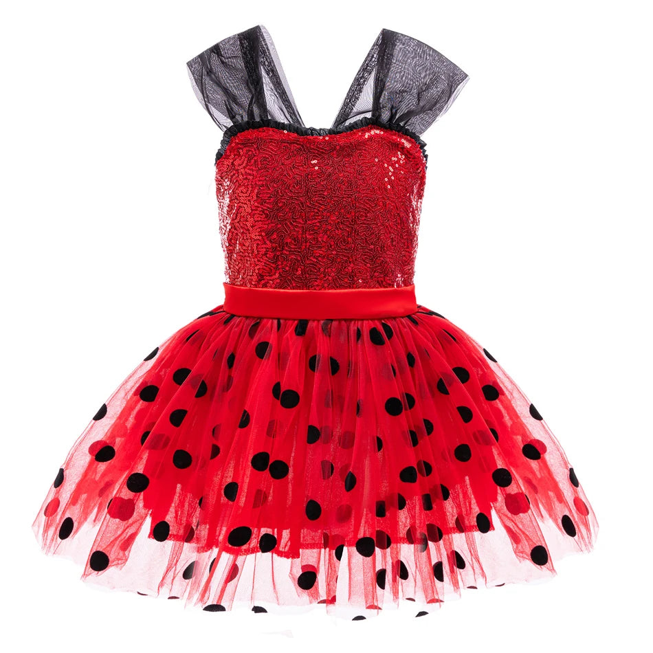 Girl Polka Dot Princess Dress Ladybug Dress