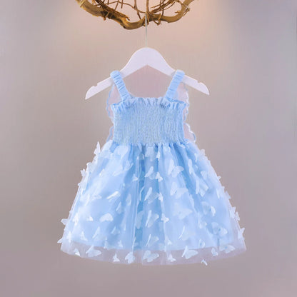 Sleeveless Tulle Dress with 3D Bow Flower Girl Dresses