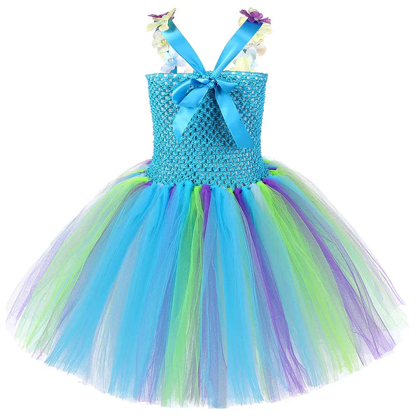 Blue and Purple Floral Party Dress