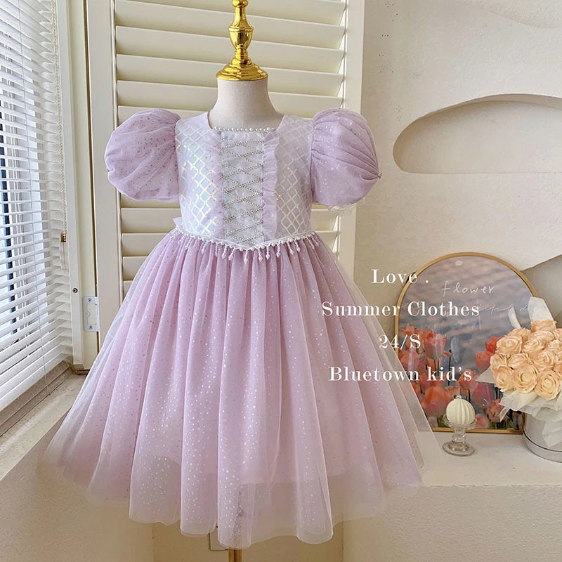 Kids Girl's Sleeveless Dress Pearl Embellished Sweet Skirt