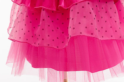 Girls Dress Summer Children's Pink Bubble Sleeve Lovely Dress