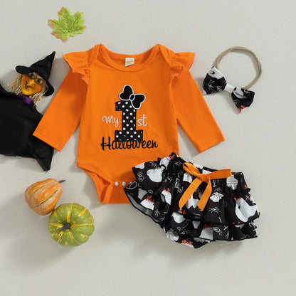 Vestido de cuerpo infantil mi 1 halloween + diadema