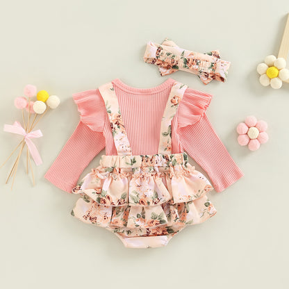 Conjunto de body con estampado floral y banda para el pelo