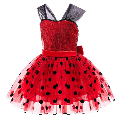 Girl Polka Dot Princess Dress Ladybug Dress