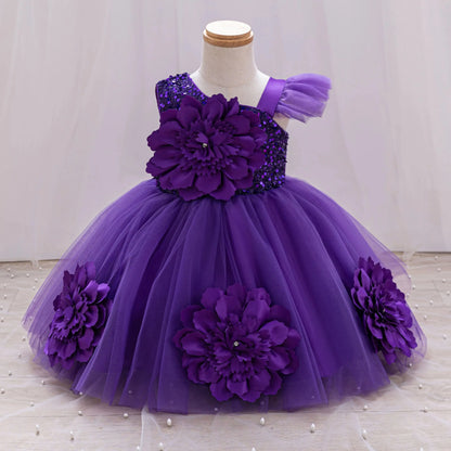 Elegant Girl Princess Dress Small Flying Sleeves