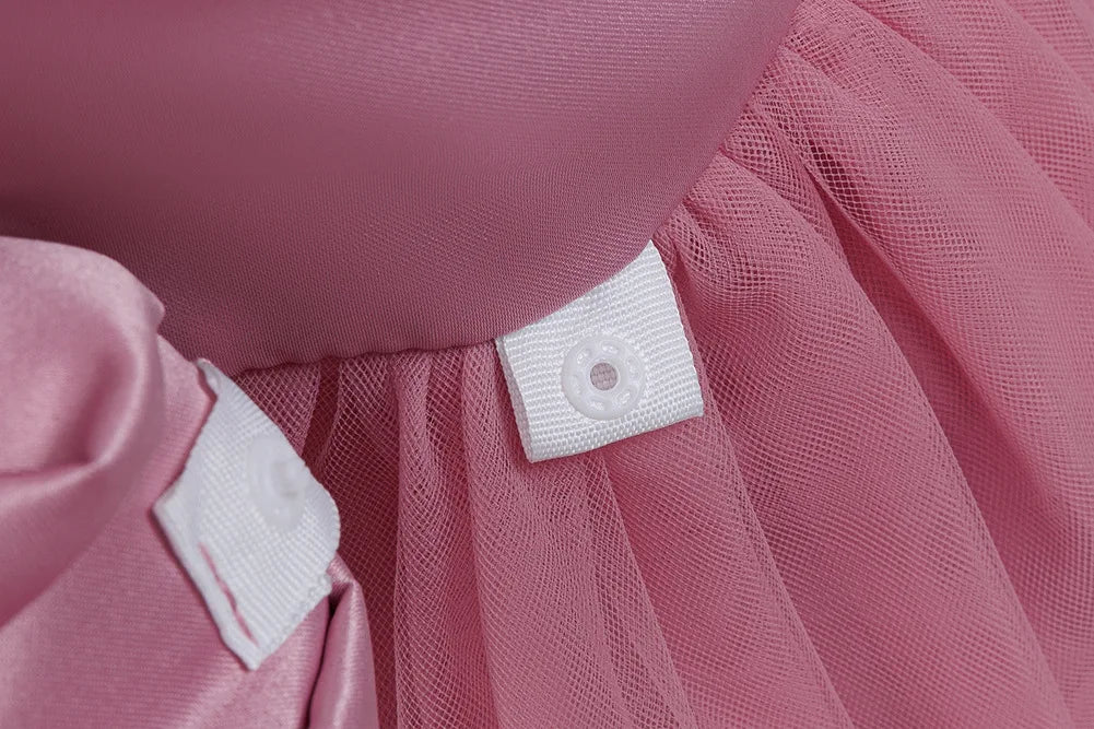 Flower Girl Dress 3D Rose Lace Tulle Sequin Waistband Princess