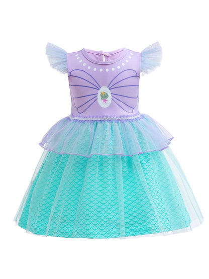 Round Neck Dress Children  Mesh Tulle Dress
