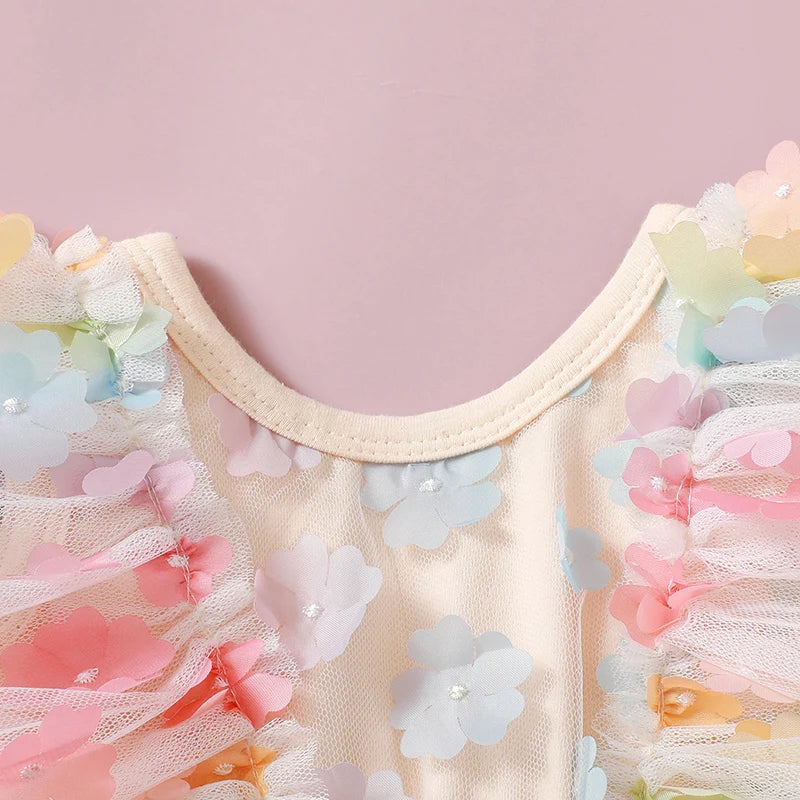 Body Infantil Flores Colores + Lazo 