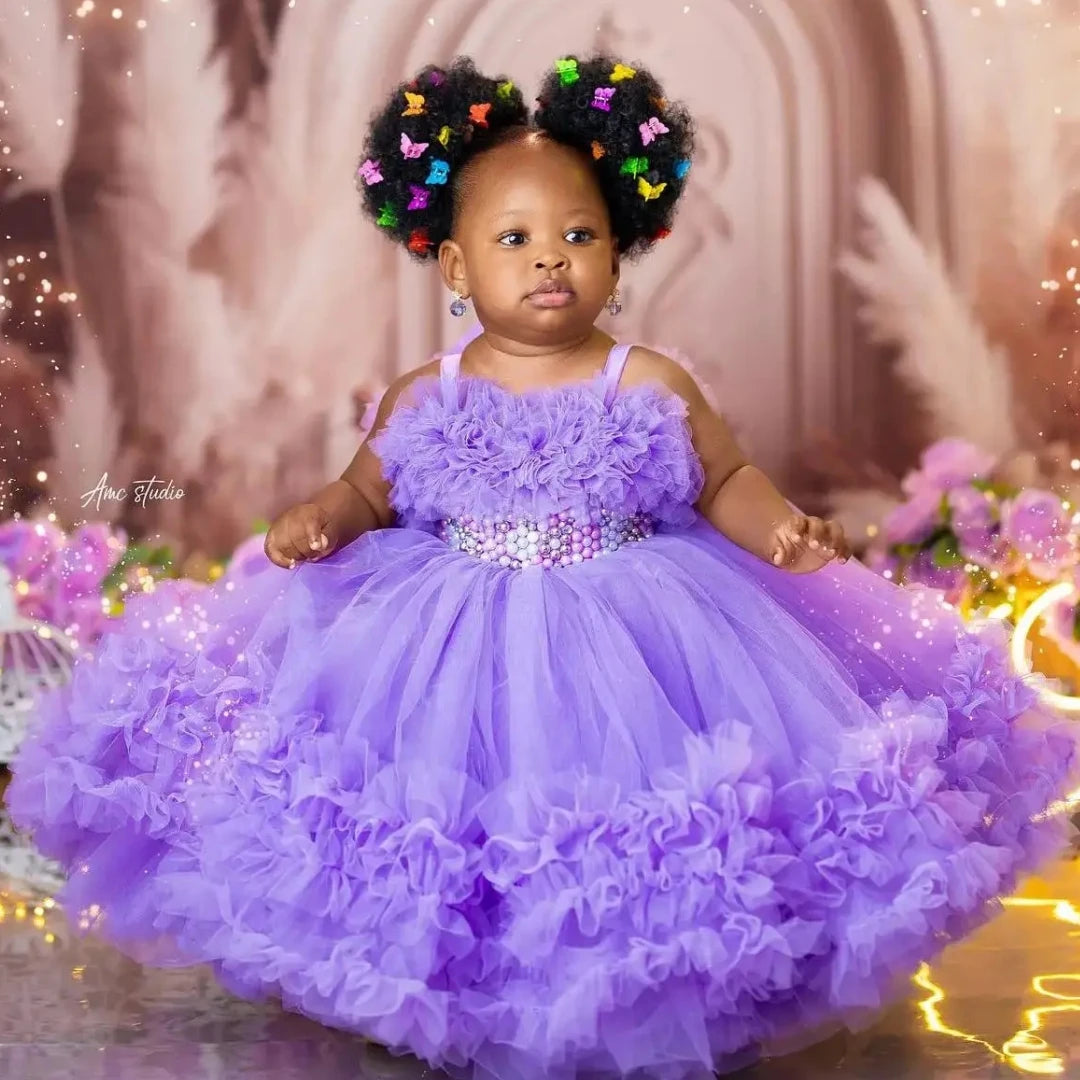Tulle Sleeveless For Wedding Birthday Party Communion Gown