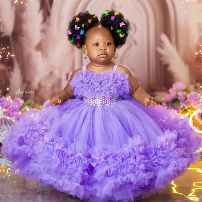 Tulle Sleeveless For Wedding Birthday Party Communion Gown