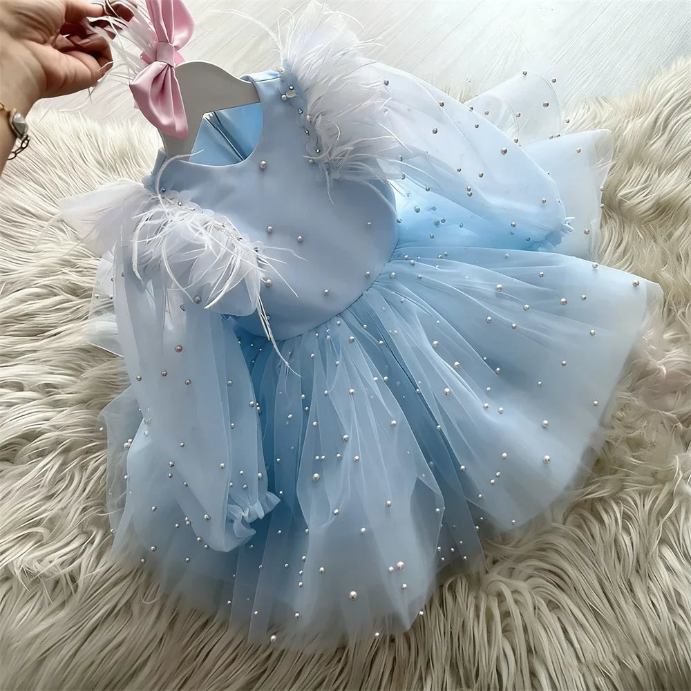 Custom Light Luxury Beaded Tulle Short Gown