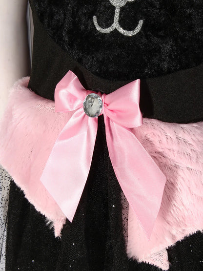 Kids Girls Cat Costume Short Sleeve  Mesh Tulle Dress