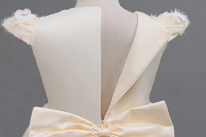 Flower Girl Dress 3D Rose Lace Tulle Sequin Waistband Princess