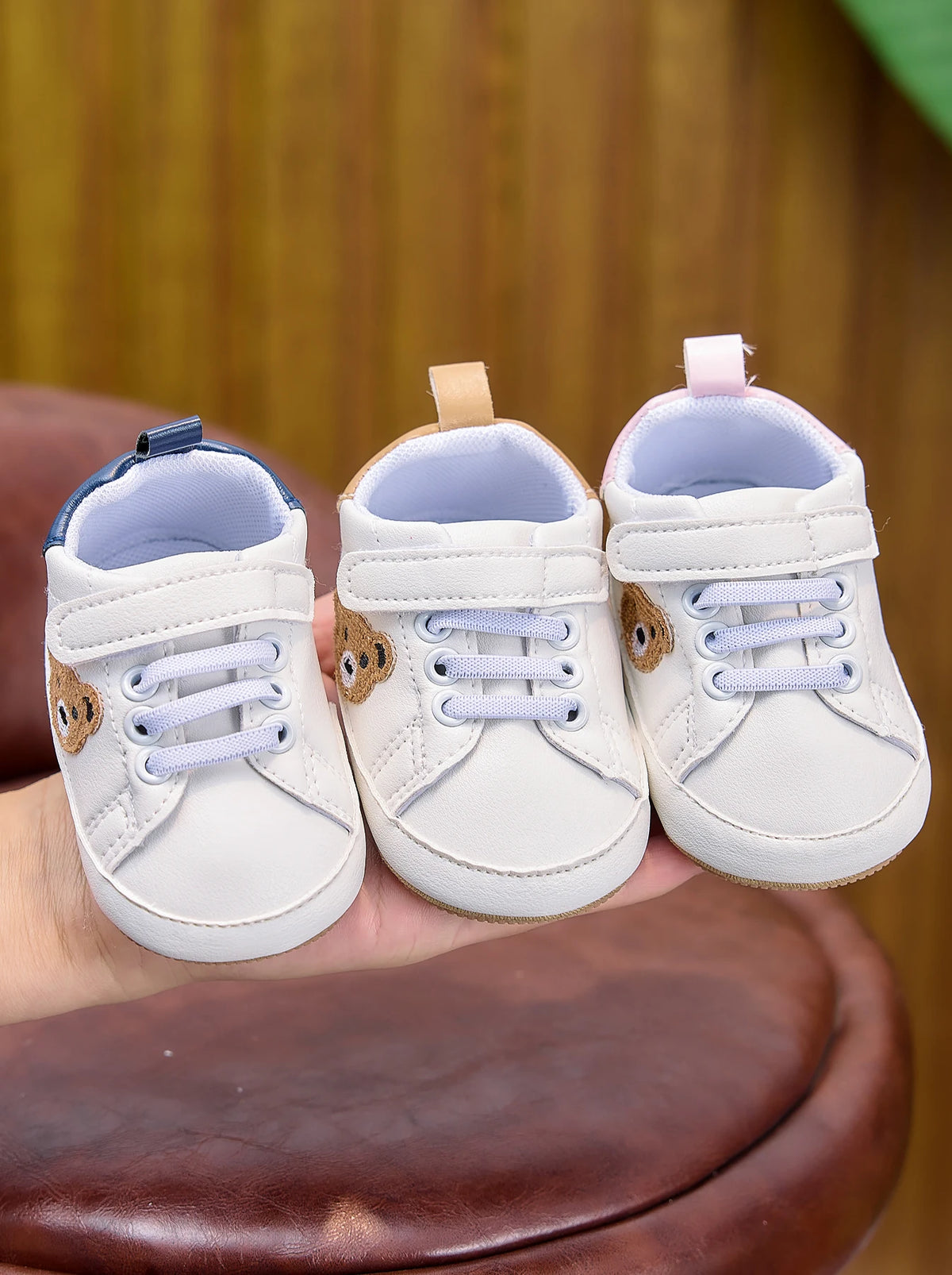 Baby Sneakers Cartoon Bear Embroidery Baby Shoes
