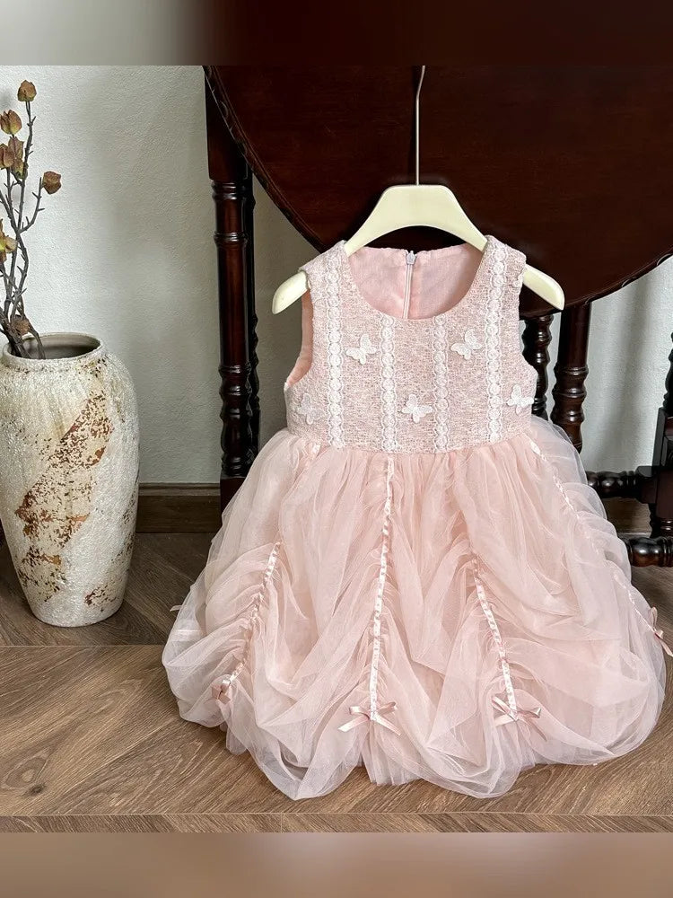 Fashionable Girls Dress Vest Dress Baby Tulle Skirt