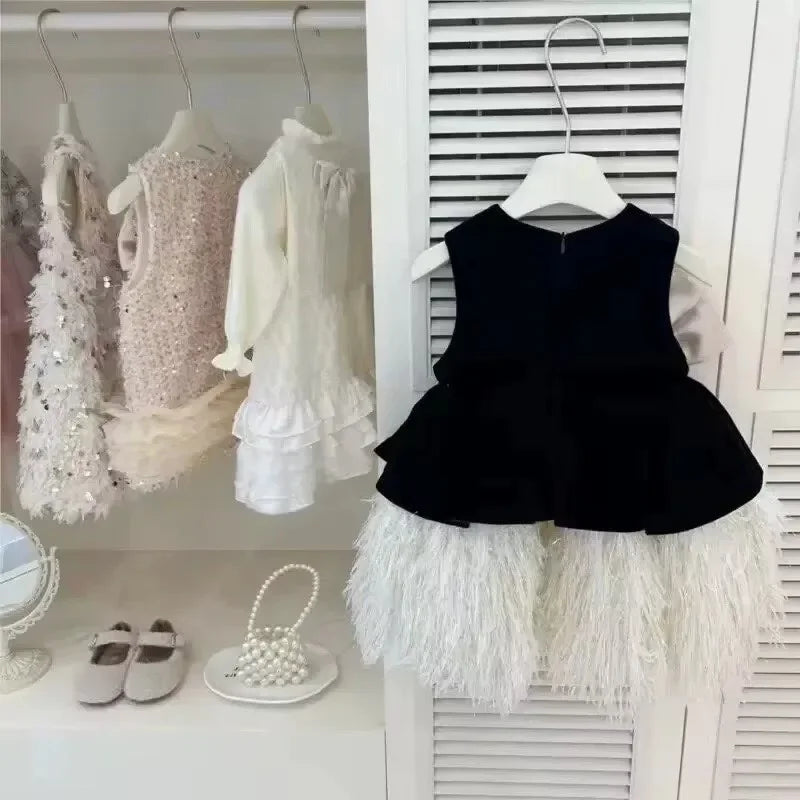 Bow Ostrich Feather Sleeveless Princess Dress