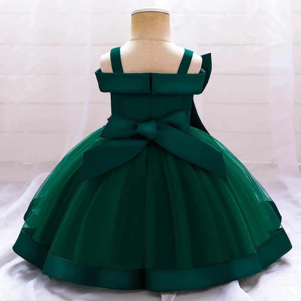 Vestido de fiesta con encaje floral y lazo 