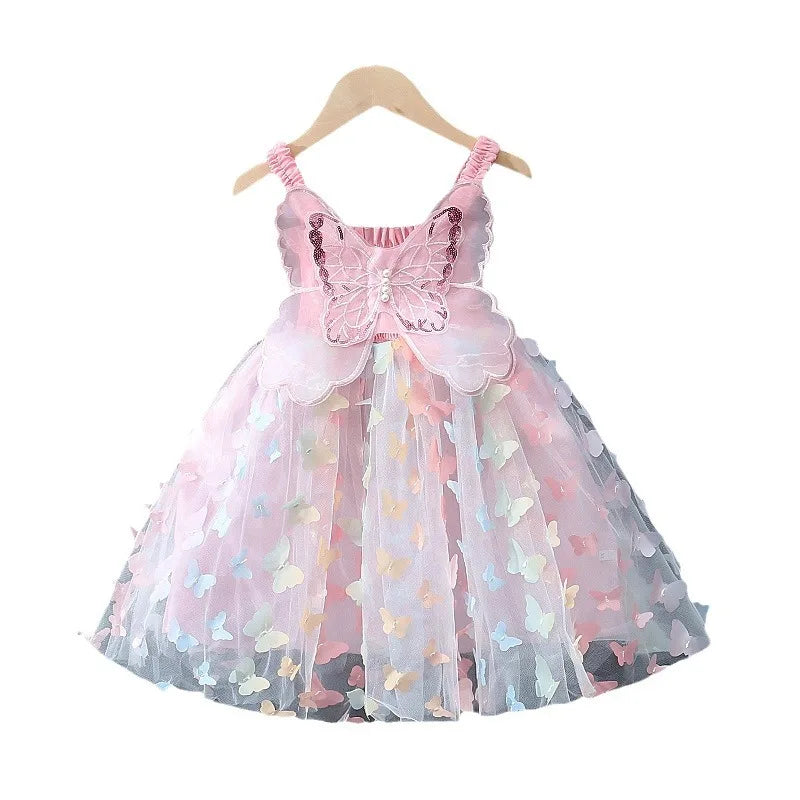 Sleeveless Tulle Dress with 3D Bow Flower Girl Dresses