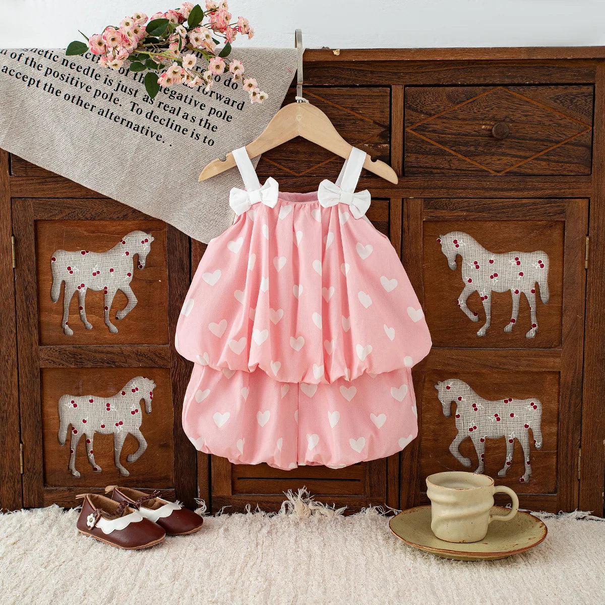 Summer Baby Sleeveless Bow Children Sets