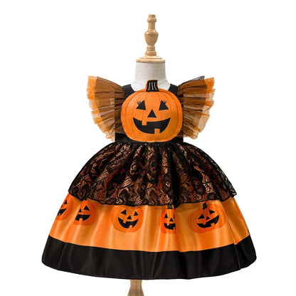 Kids Girls Halloween Pumpkin Tutu Dress