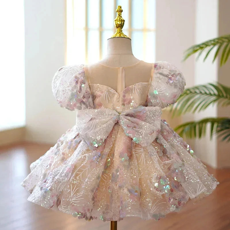 Kids Birthday Party Luxury Fluffy Ball Gown Wedding Prom Formal Lace Dress