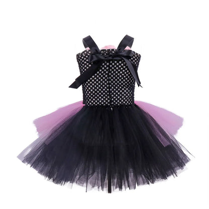 Girl Flower Witch Tutu Dress With Hat