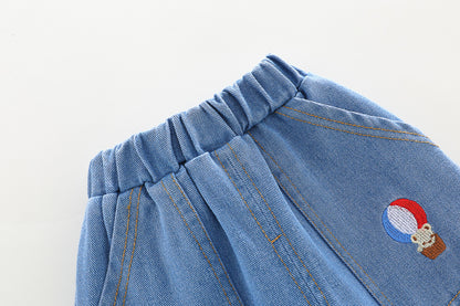 Conjunto infantil de 3 piezas oso con vaqueros