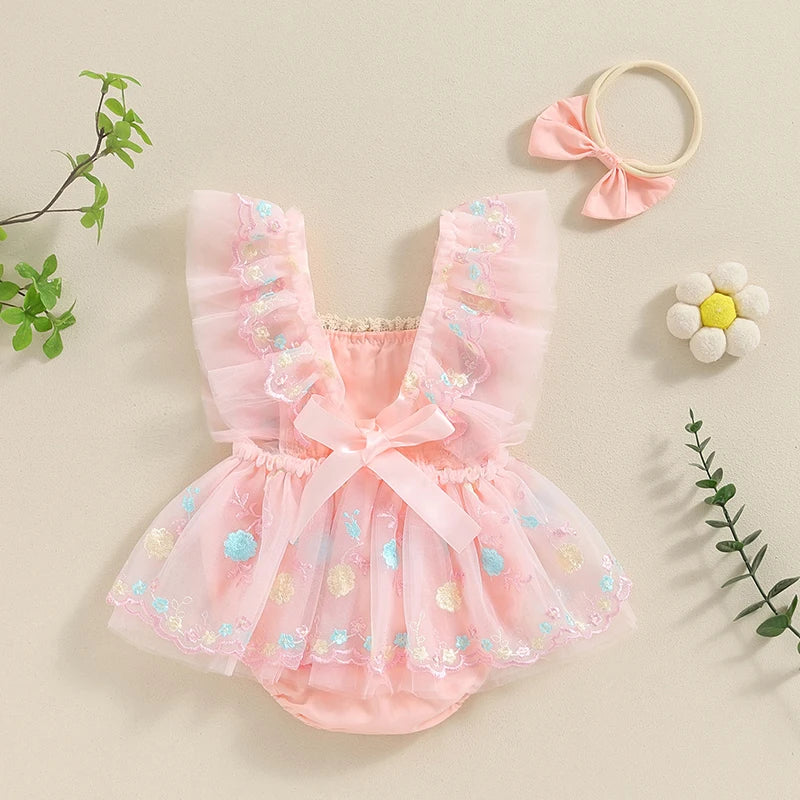 Body Infantil Bordado Florzinhas 
