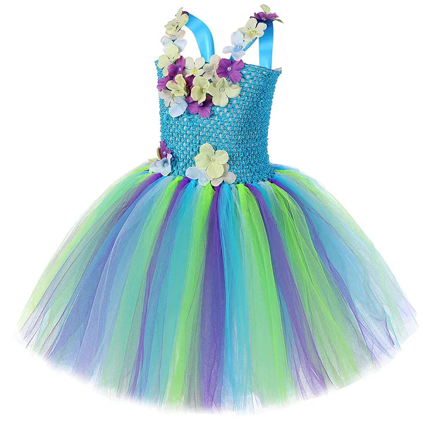 Blue and Purple Floral Party Dress