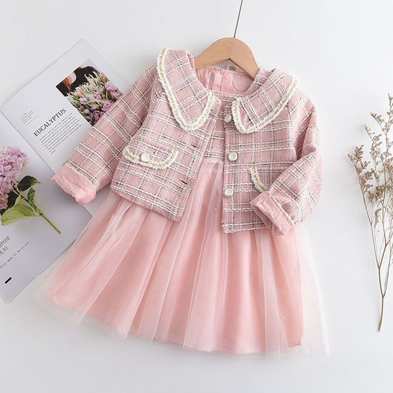 Conjunto infantil vestido + blusa fría 