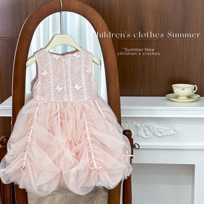 Fashionable Girls Dress Vest Dress Baby Tulle Skirt
