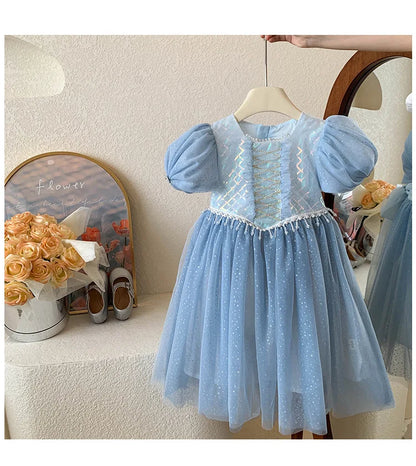 Kids Girl's Sleeveless Dress Pearl Embellished Sweet Skirt