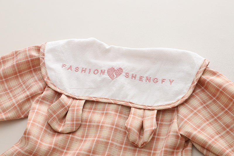 Vestido infantil con chaleco y bolso de osito