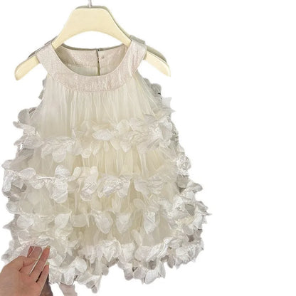 Summer Girls Dress Floral Layered Cake Skirt Birthday Princess Dress